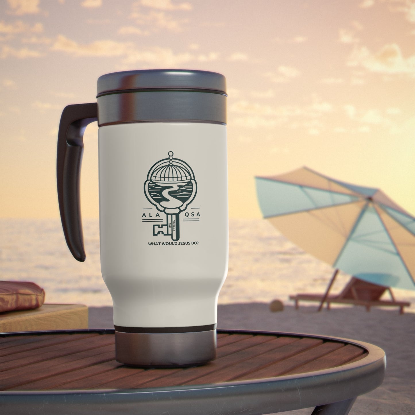 Stainless Steel Travel Mug with Handle, 14oz